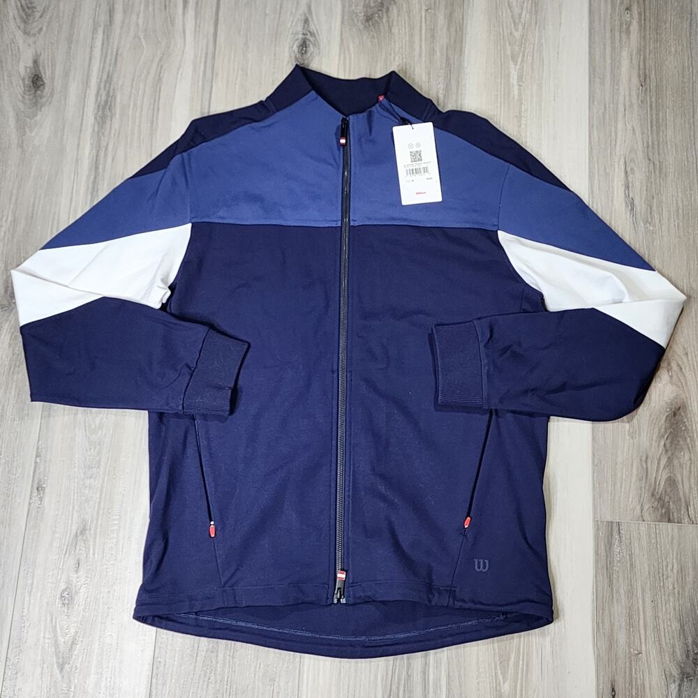 Wilson Track Jacket Men's Medium Blue Metro Full Zip New